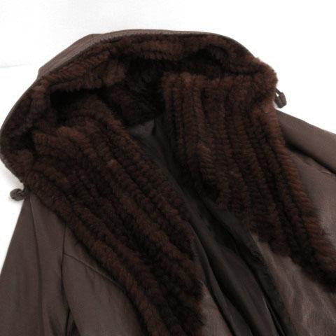 中古】コート フーデッド 子羊革 上質ラムレザー イタリア製生地