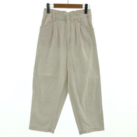 【中古】グローバルワーク GLOBAL WORK パンツ デニム テーパード コットン ウエストゴム オフ白 M レディース