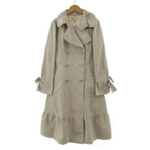 【中古】トゥービーシック TO BE CHIC コート ステンカラー ギャザー Aライン リボン ライナー付き グレージュ系 40 中古】トゥービーシック TO BE CHIC コート ステンカラー ギャザー A