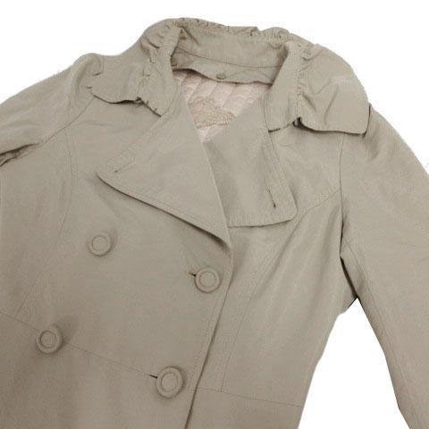 【中古】トゥービーシック TO BE CHIC コート ステンカラー ギャザー Aライン リボン ライナー付き グレージュ系 40 中古】トゥービーシック TO BE CHIC コート ステンカラー ギャザー A