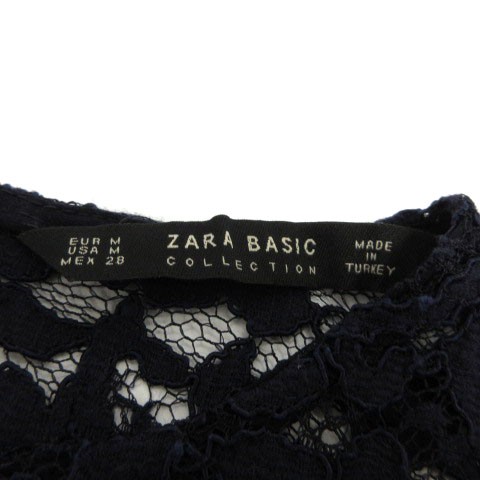 中古】ザラ ベーシック ZARA BASIC カットソー 長袖 レース切替え 袖