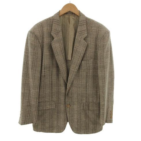 【中古】イッセイミヤケメン ISSEY MIYAKE MEN ジャケット テーラードカラー 2B シルク混 総柄 ベージュ 茶 Mの通販は