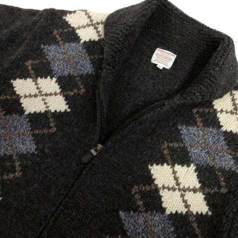 中古】HAND KNITTED カウチンニット ジャケット ショールカラー ジップ