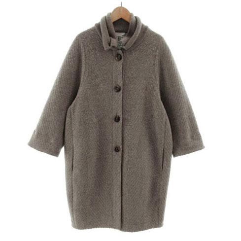 【中古】FABIANA FILIPPI コート ニット スタンドカラー シルク混 カシミヤ混 イタリア製 グレージュ系 M