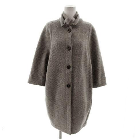【中古】FABIANA FILIPPI コート ニット スタンドカラー シルク混 カシミヤ混 イタリア製 グレージュ系 M 中古】FABIANA FILIPPI コート ニット スタンドカラー シルク混