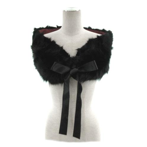 【中古】シビラ SYBILLA ショール ティペット マフラー ブルーフォックスファー パーティー フォーマル リボン留め 黒の通販は 7,200円