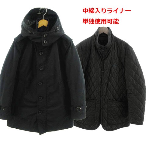 中古】BURBERRY BLACK LABEL コート フーディー キルティング中綿入り