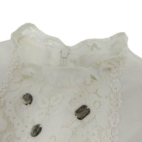 【中古】ANNA SUI MINI 美品 ワンピース ドレス セレモニー フリルネック レース ビジュー 花柄 アイボリー 紫 100_1