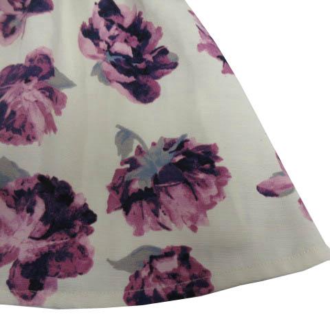 【中古】ANNA SUI MINI 美品 ワンピース ドレス セレモニー フリルネック レース ビジュー 花柄 アイボリー 紫 100_5