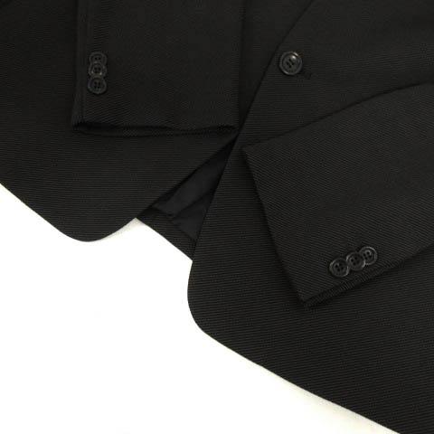 【中古】ARMANI COLLEZIONI スーツ ジャケット テーラードカラー 3B パンツ 斜めストライプ ウール混 黒 グレー 48_2