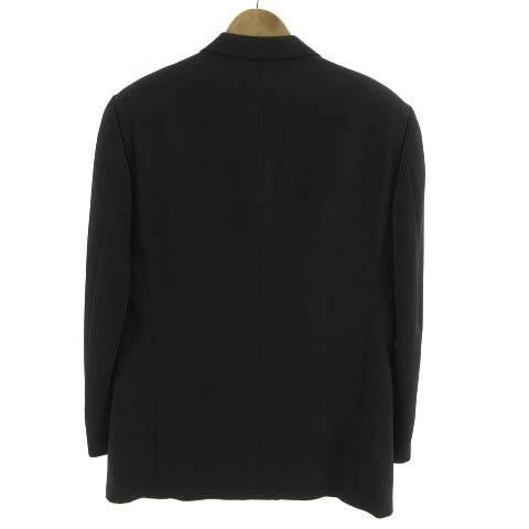 【中古】ARMANI COLLEZIONI スーツ ジャケット テーラードカラー 3B パンツ 斜めストライプ ウール混 黒 グレー 48_3