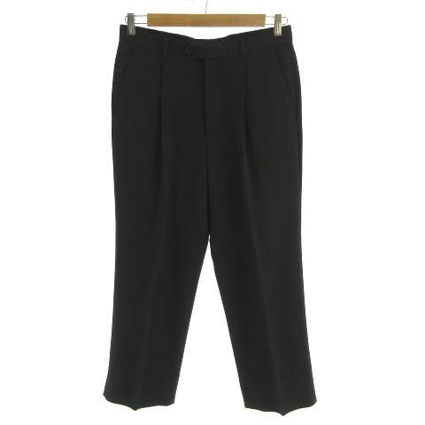 【中古】ARMANI COLLEZIONI スーツ ジャケット テーラードカラー 3B パンツ 斜めストライプ ウール混 黒 グレー 48_4
