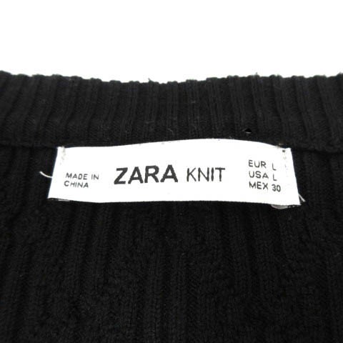 中古】ザラ ZARA カーディガン ニット 丸首 長袖 花ラインストーン