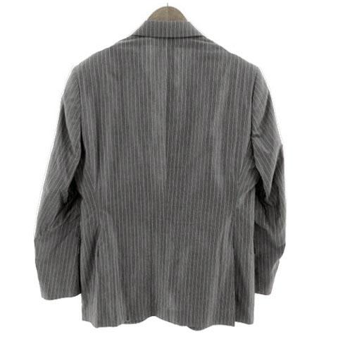 【中古】ゼルビーノ ZERBINO スーツ ジャケット パンツ 半光沢 シルク混 ストライプ グレー 白 サイズ44相当_4