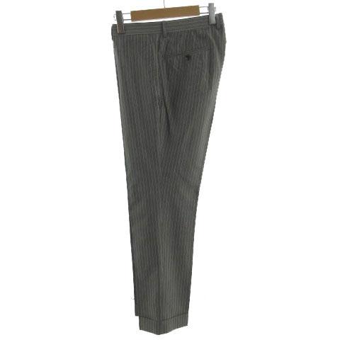 【中古】ゼルビーノ ZERBINO スーツ ジャケット パンツ 半光沢 シルク混 ストライプ グレー 白 サイズ44相当_6