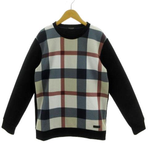 【中古】BLACK LABEL CRESTBRIDGE トレーナー ボンディング 裏起毛 クレストブリッジチェック 黒 白 紺 ベージュ 赤 M