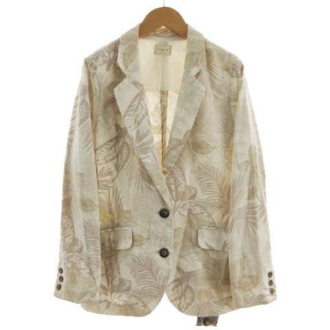 【中古】未使用品 アングリッド UNGRID ジャケット テーラードカラー ボタニカル柄 ライトベージュ マルチカラー Sの通販は 7,900円