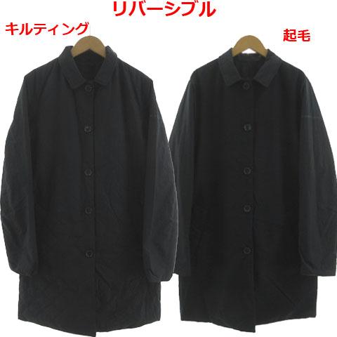 【中古】アルマーニエクスチェンジ コート リバーシブル ステンカラー ロゴ キルティング 起毛 中綿入り 黒 USA XS