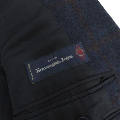 【中古】Owner's Garment スーツ ジャケット パンツ 起毛 エルメネジルドゼニア イタリア製生地 格子柄 紺 青 赤_7
