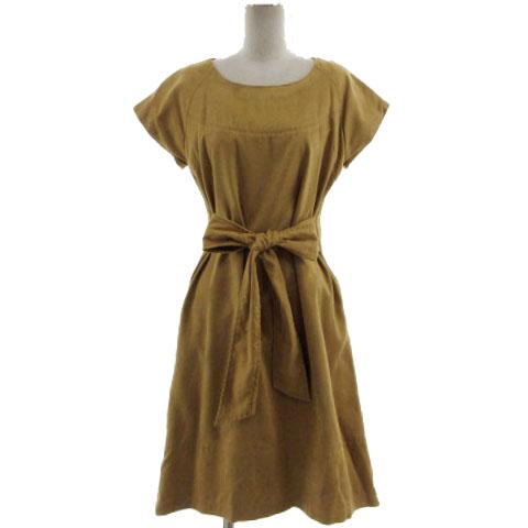 【中古】未使用品 Jayro MOTOMACHI SELECTION ワンピース 半袖 ミディ丈 スウェー調 リボン ベージュ 9ARの通販は