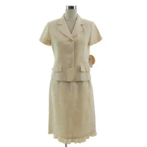 【中古】未使用品 クロエ CHLOE スーツ スカートスーツ ジャケット テーラード 半袖 スカート ミディ丈 ベージュ 42