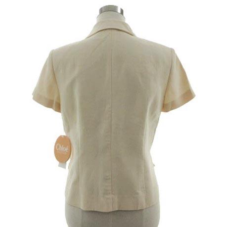 【中古】未使用品 クロエ CHLOE スーツ スカートスーツ ジャケット テーラード 半袖 スカート ミディ丈 ベージュ 42_4