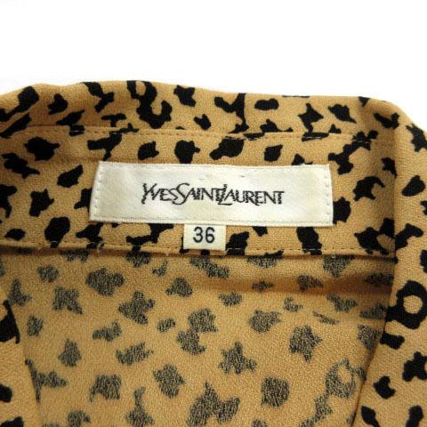 【中古】イヴサンローラン YVES SAINT LAURENT ジャケット ビンテージ テーラード 3B 薄手 アニマル柄 茶系 黒 36_7