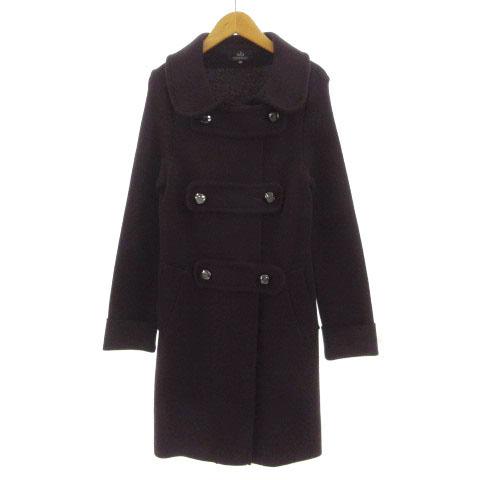 【中古】ダブルビー モガ WB MOGA コート ニット ステンカラー 日本製 ウール エンジパープル 38 レディース