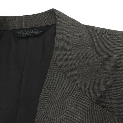 【中古】ブルックスブラザーズ スーツ ジャケット パンツ 裾ダブル グレンチェック グレー 黒 茶系 38SHT 32W_1
