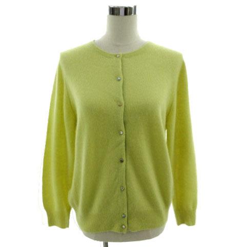 【中古】組曲 カーディガン ニット カシミヤ Pure Cashmere ビジューボタン イエロー系 シャルトルーズグリーン 7の通販は 5,400円
