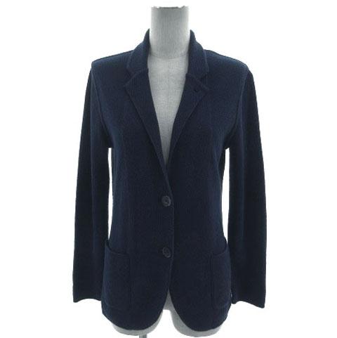 【中古】ネミカ NEMIKA by Leilian ジャケット ニット テーラードカラー イタリア製 コットン 紺系 ネイビーブルー 9の通販は 5,452円
