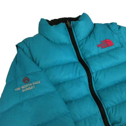 【中古】THE NORTH FACE サミットシリーズ ダウンジャケット ダウンベスト 2way リバーシブル ロゴ刺繍 黒 青系 M