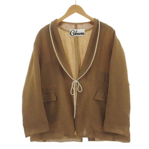 【中古】カバナ Cabana 20SSショールカラージャケット 20SS-JKO2-H リボン留め 日本製 茶系 38の通販は