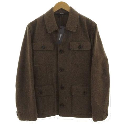 【中古】未使用品 ドルモア DRUMOHR ジャケット カーゴジャケット DJ477JK1 ステンカラー 格子柄 ブラウン 茶 48