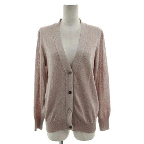 【中古】Diagram GRACE CONTINENTAL カーディガン ニット ラメ 長袖 日本製 ピンクベージュ系 36の通販は 5,500円