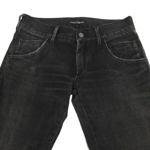 【中古】ドルチェ&amp;ガッバーナ ドルガバ DOLCE&amp;GABBANA ジーンズ デニム ユーズド加工 ダメージ加工 イタリア製 黒 44_1