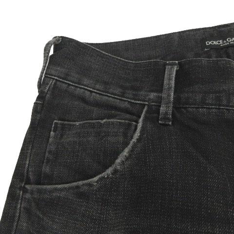【中古】ドルチェ&amp;ガッバーナ ドルガバ DOLCE&amp;GABBANA ジーンズ デニム ユーズド加工 ダメージ加工 イタリア製 黒 44_2