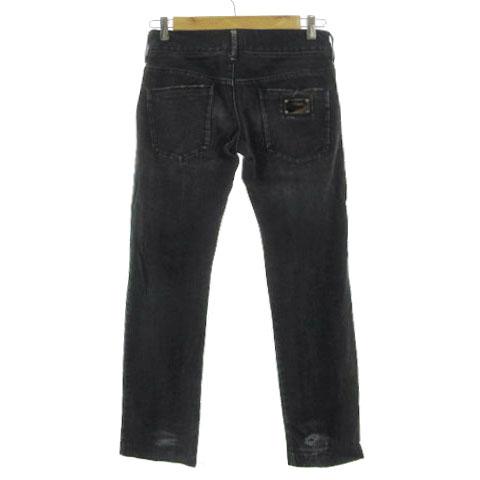 【中古】ドルチェ&amp;ガッバーナ ドルガバ DOLCE&amp;GABBANA ジーンズ デニム ユーズド加工 ダメージ加工 イタリア製 黒 44_3