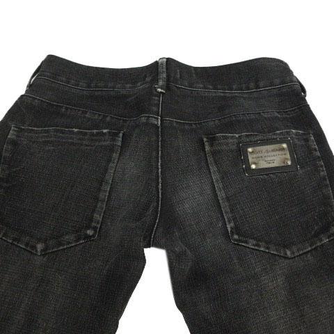【中古】ドルチェ&amp;ガッバーナ ドルガバ DOLCE&amp;GABBANA ジーンズ デニム ユーズド加工 ダメージ加工 イタリア製 黒 44_4