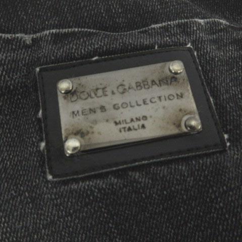 【中古】ドルチェ&amp;ガッバーナ ドルガバ DOLCE&amp;GABBANA ジーンズ デニム ユーズド加工 ダメージ加工 イタリア製 黒 44_5