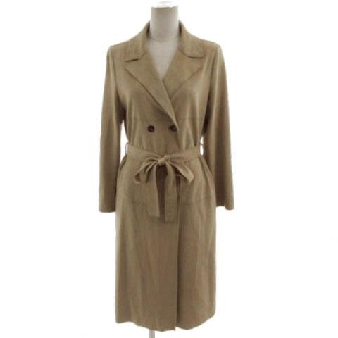 【中古】マレーラ MARELLA コート チェスターコート ダブル スウェード調 リボンベルト 茶系 I/J42 Lサイズ相当