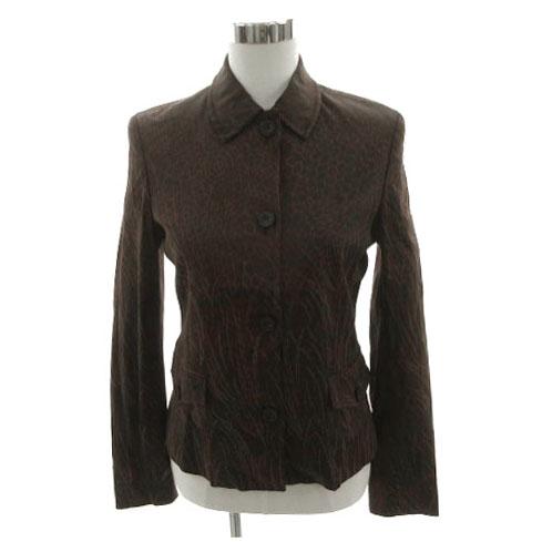 【中古】ジャンフランコフェレ GIANFRANCO FERRE ジャケット ステンカラー ジップアップ 伊製 総柄 茶系 赤茶 42の通販は 5,278円