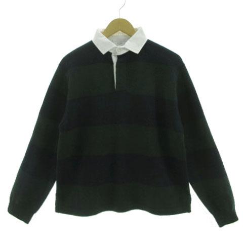 【中古】スローブ イエナ SLOBE IENA ラガーニット 24080912601030 長袖 切替え ウール混 ボーダー 紺 緑 フリー