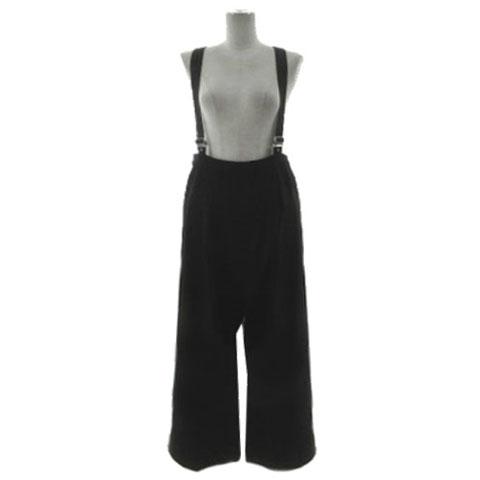 【中古】スローブ イエナ SLOBE IENA サスペンダーパンツ 23030912302030 ワイド ハイウエスト ウエストゴム  黒 36