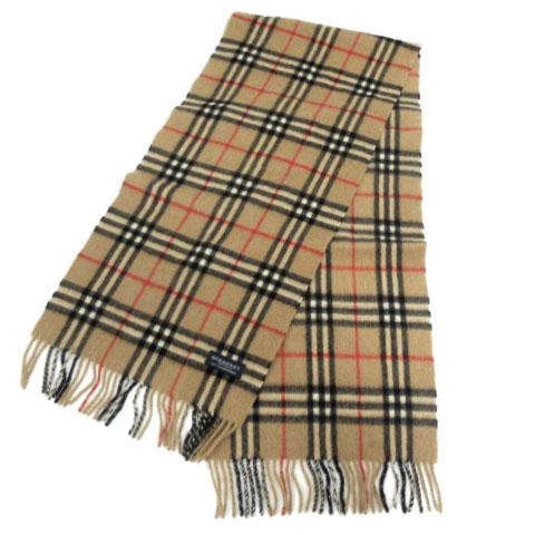 【中古】バーバリー ロンドン BURBERRY LONDON マフラー フリンジ カシミヤ100％ ノバチェック 茶 ベージュ 黒 赤系の通販は 7,700円
