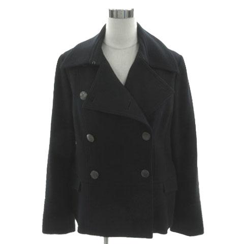 【中古】インディヴィ INDIVI コート Pコート ショート丈 ダブル 日本製 起毛 アンゴラ混 紺 44 大きいサイズの通販は 5,336円