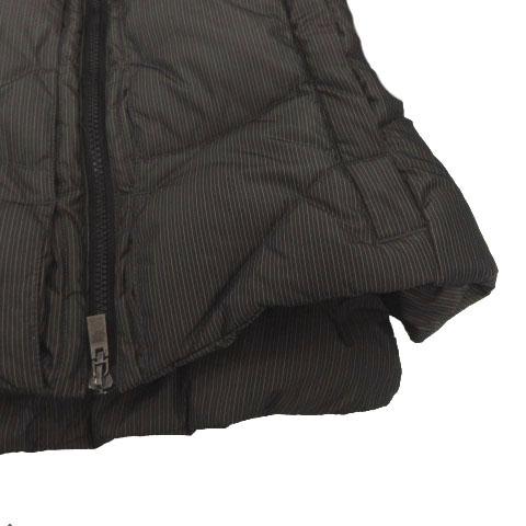 【中古】オックス HOX ダウンジャケット スタンドカラー ボリュームカラー ストライプ ブラウン系 焦げ茶 白 M 中古】オックス HOX ダウンジャケット スタンドカラー ボリューム