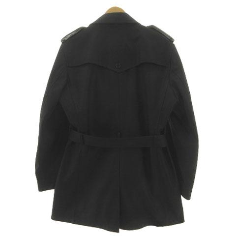 Mr.JUNKO　メンズコート　黒　ハイカラー　Ｌ　中古　送料が高いので取りにこれる方限定 中古】ミスタージュンコ Mr.JUNKO コート トレンチコート ダブル