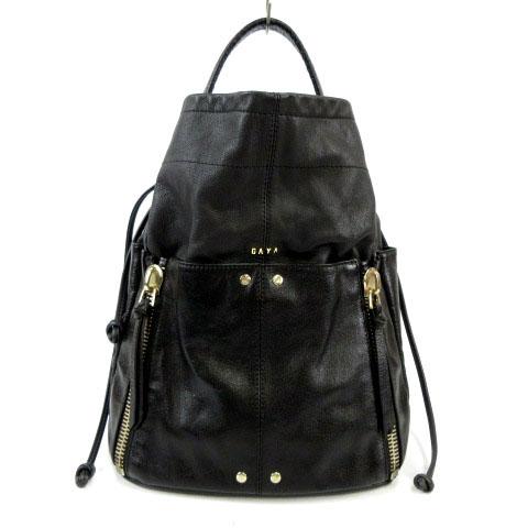【中古】ガヤ GAYA リュックサック ワンショルダーボディーバッグ 2way ロゴプレート レザー ブラック 黒 レディースの通販は 5,336円