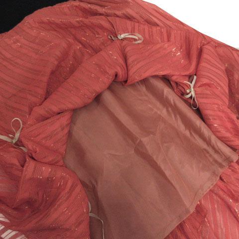 【中古】未使用品 MAITRESSE スカート フレア コクーン 2way ハイウエスト ロング丈 光沢 ストライプ ピンク系 9 中古】未使用品 MAITRESSE スカート フレア コクーン 2way ハイ